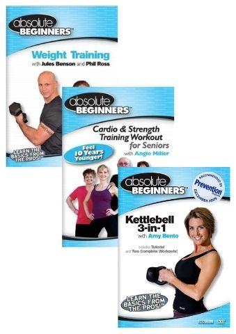 Absolute Beginners: Weight Training with Jules Benson & Phil Ross + Amy Bento's Kettlebell 3-in-1 + Angie Miller Cardio & Strength Training